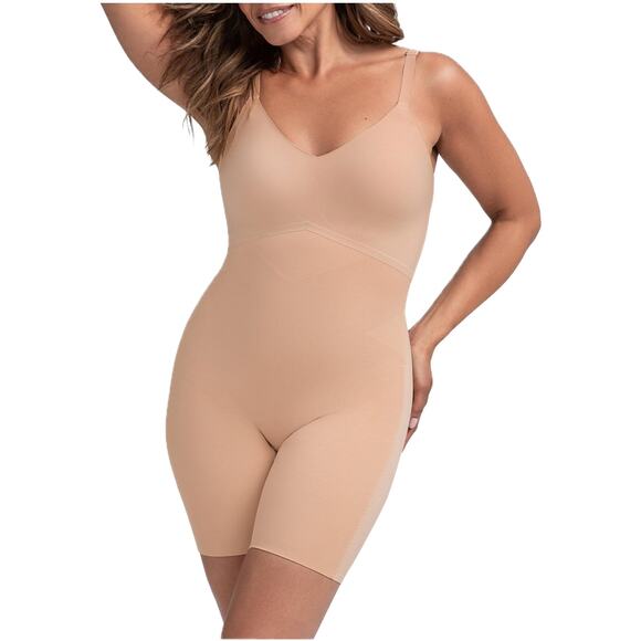 Honeylove Mid-Thigh Bodysuit Women's 3X | Beige Sand | Wireless Support | NWT - Picture 1 of 5